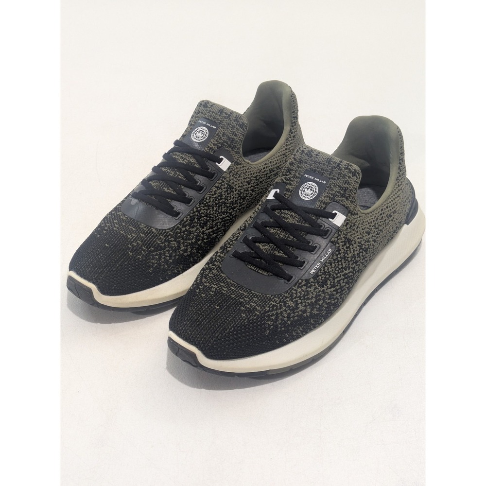 Peter Millar Knit Sneakers‎ Men's US 9 Green Black Lace-Up Casual Shoes